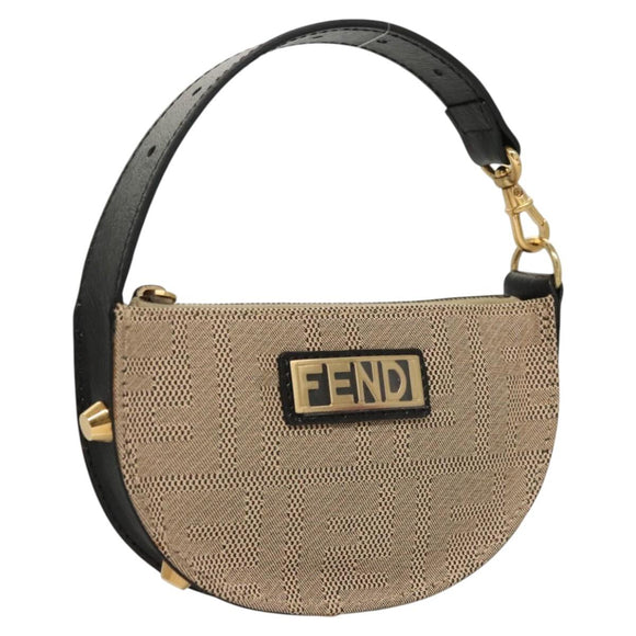FENDI Zucca Canvas Accessory Pouch Beige Gold Auth 125280