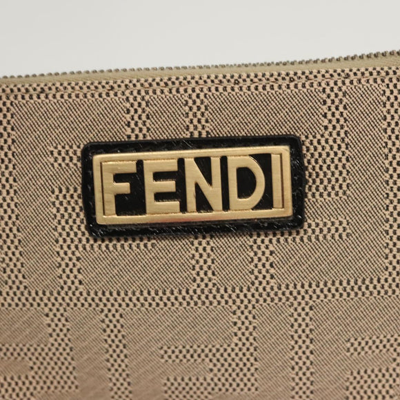FENDI Zucca Canvas Accessory Pouch Beige Gold Auth 125280