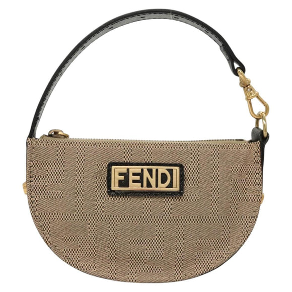 FENDI Zucca Canvas Accessory Pouch Beige Gold Auth 125280