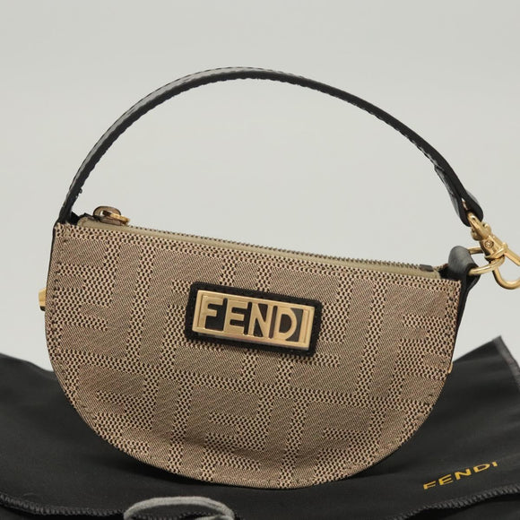 FENDI Zucca Canvas Accessory Pouch Beige Gold Auth 125280