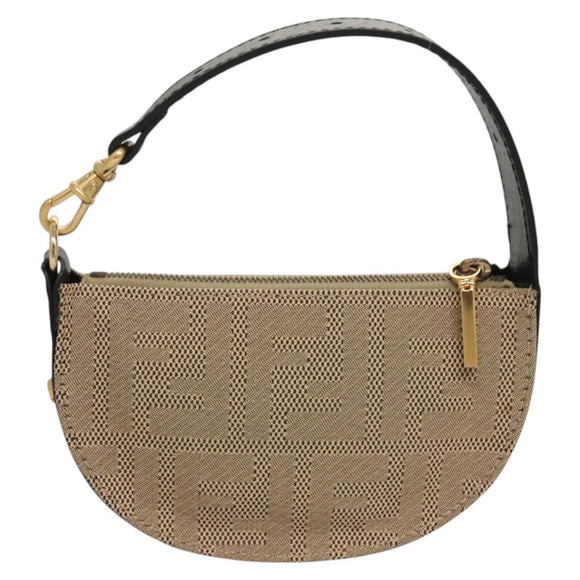 FENDI Zucca Canvas Accessory Pouch Beige Gold Auth 125280
