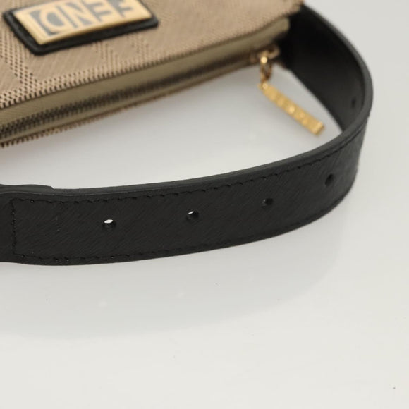 FENDI Zucca Canvas Accessory Pouch Beige Gold Auth 125280