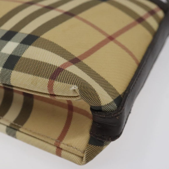 BURBERRY Nova Check Shoulder Bag PVC Beige Gold Auth 125282