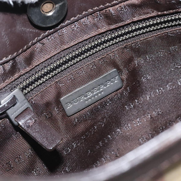 BURBERRY Nova Check Shoulder Bag PVC Beige Gold Auth 125282