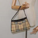BURBERRY Nova Check Shoulder Bag PVC Beige Gold Auth 125282-20