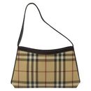 BURBERRY Nova Check Shoulder Bag PVC Beige Gold Auth 125282-2