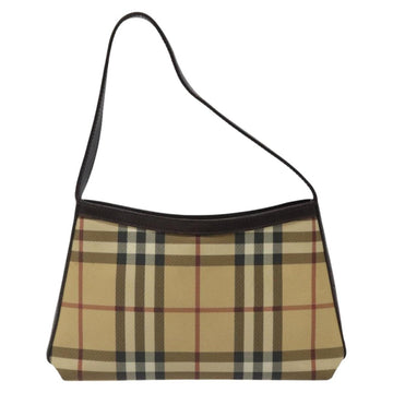 BURBERRY Nova Check Shoulder Bag PVC Beige Gold Auth 125282 - 0