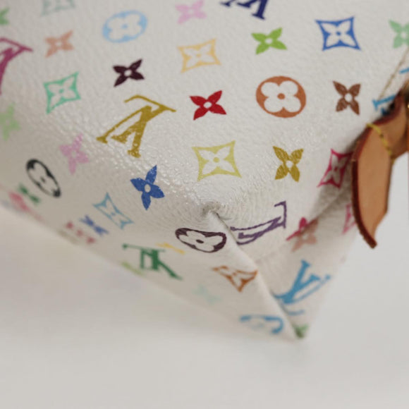 LOUIS VUITTON Monogram Multicolor Pochette Cosmetic White M47354 Auth 125292AV