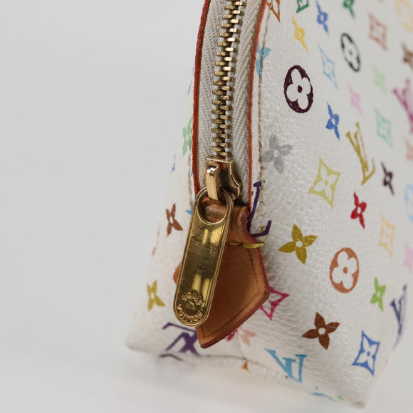 LOUIS VUITTON Monogram Multicolor Pochette Cosmetic White M47354 Auth 125292AV