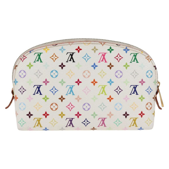 LOUIS VUITTON Monogram Multicolor Pochette Cosmetic White M47354 Auth 125292AV