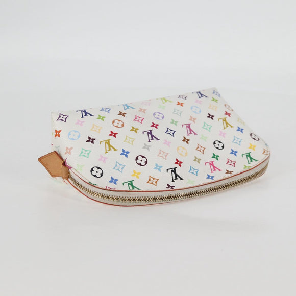 LOUIS VUITTON Monogram Multicolor Pochette Cosmetic White M47354 Auth 125292AV