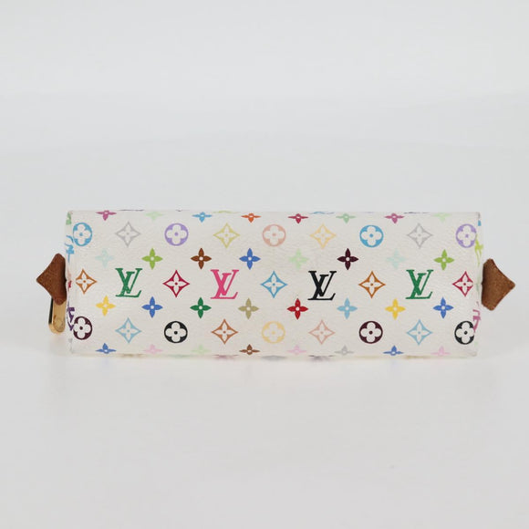 LOUIS VUITTON Monogram Multicolor Pochette Cosmetic White M47354 Auth 125292AV