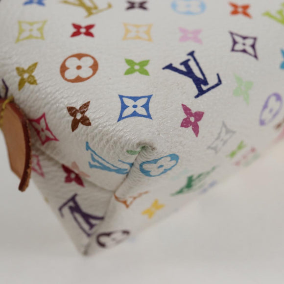 LOUIS VUITTON Monogram Multicolor Pochette Cosmetic White M47354 Auth 125292AV