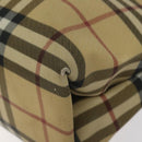 BURBERRY Nova Check Hand Bag PVC Beige Silver Auth 125300-9