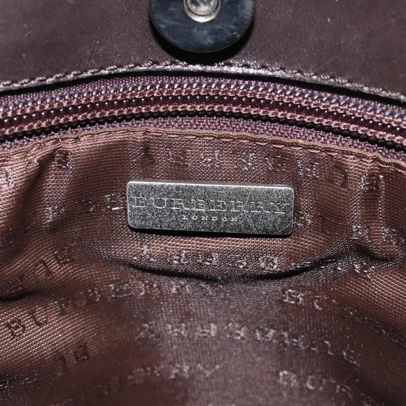 BURBERRY Nova Check Hand Bag PVC Beige Silver Auth 125300