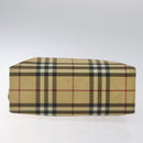 BURBERRY Nova Check Hand Bag PVC Beige Silver Auth 125300-5