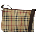 BURBERRY Nova Check Shoulder Bag PVC Beige Gold Auth 125301-1