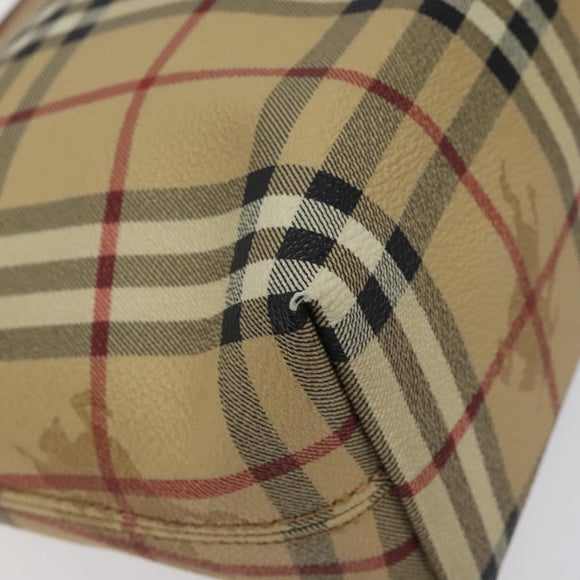 BURBERRY Nova Check Shoulder Bag PVC Beige Gold Auth 125301
