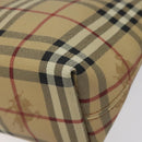 BURBERRY Nova Check Shoulder Bag PVC Beige Gold Auth 125301-15