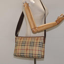 BURBERRY Nova Check Shoulder Bag PVC Beige Gold Auth 125301-21