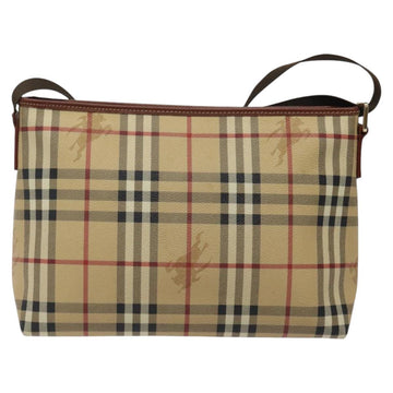 BURBERRY Nova Check Shoulder Bag PVC Beige Gold Auth 125301 - 0