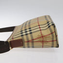 BURBERRY Nova Check Shoulder Bag PVC Beige Gold Auth 125301-4