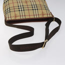 BURBERRY Nova Check Shoulder Bag PVC Beige Gold Auth 125301-7