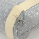 BVLGARI Logogram Tote Bag Canvas Light Blue Silver Auth 125302-9