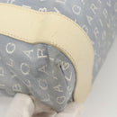 BVLGARI Logogram Tote Bag Canvas Light Blue Silver Auth 125302-12