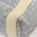 BVLGARI Logogram Tote Bag Canvas Light Blue Silver Auth 125302-13