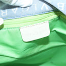 BVLGARI Logogram Tote Bag Canvas Light Blue Silver Auth 125302-15