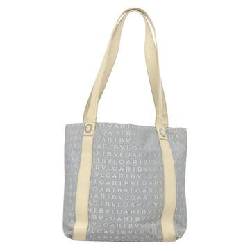 BVLGARI Logogram Tote Bag Canvas Light Blue Silver Auth 125302 - 0