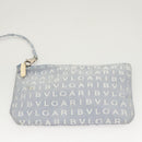 BVLGARI Logogram Tote Bag Canvas Light Blue Silver Auth 125302-23