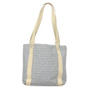 BVLGARI Logogram Tote Bag Canvas Light Blue Silver Auth 125302-13