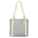 BVLGARI Logogram Tote Bag Canvas Light Blue Silver Auth 125302-3