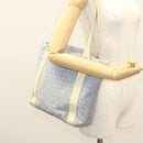 BVLGARI Logogram Tote Bag Canvas Light Blue Silver Auth 125302-30