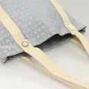 BVLGARI Logogram Tote Bag Canvas Light Blue Silver Auth 125302-6