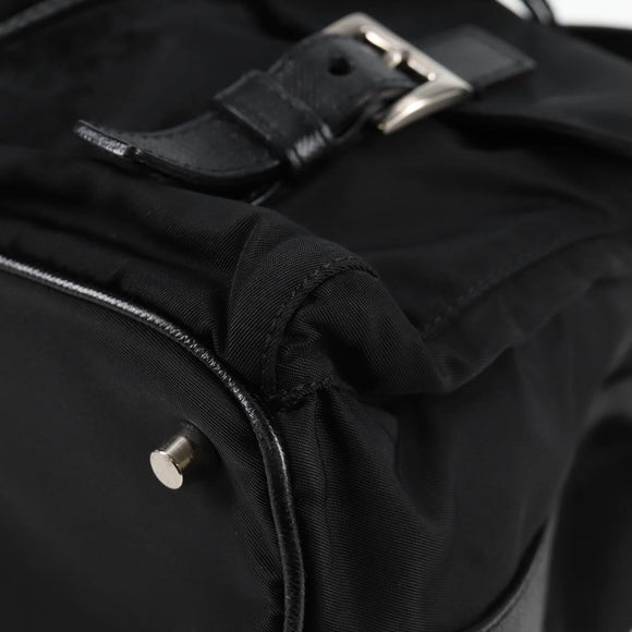 PRADA Shoulder Bag Nylon Black Silver Auth 125317V