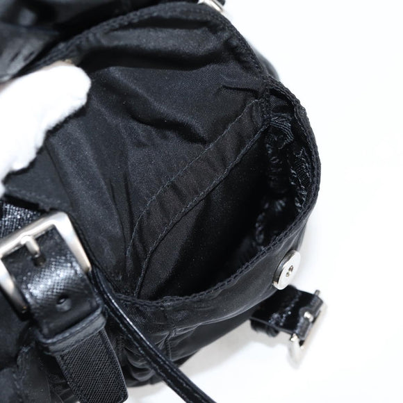 PRADA Shoulder Bag Nylon Black Silver Auth 125317V