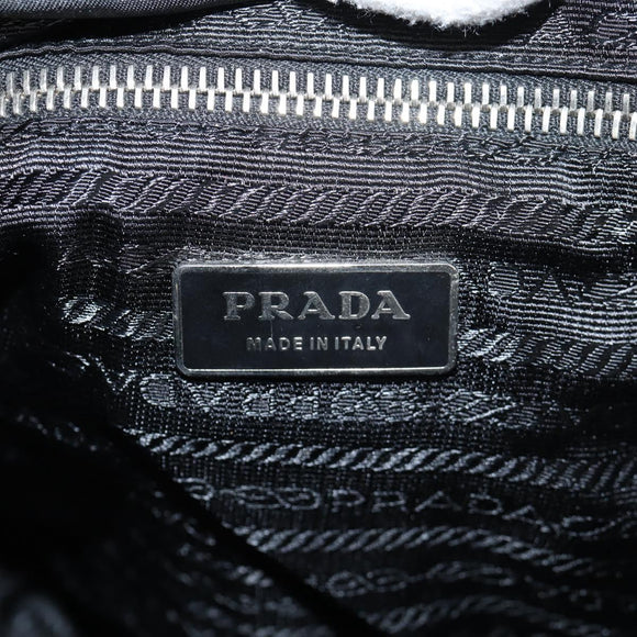PRADA Shoulder Bag Nylon Black Silver Auth 125317V