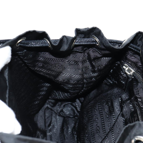 PRADA Shoulder Bag Nylon Black Silver Auth 125317V