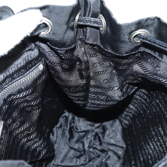 PRADA Shoulder Bag Nylon Black Silver Auth 125317V