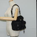 PRADA Shoulder Bag Nylon Black Silver Auth 125317V-27