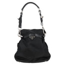 PRADA Shoulder Bag Nylon Black Silver Auth 125317V-3