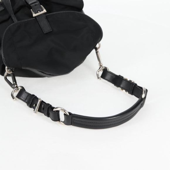 PRADA Shoulder Bag Nylon Black Silver Auth 125317V