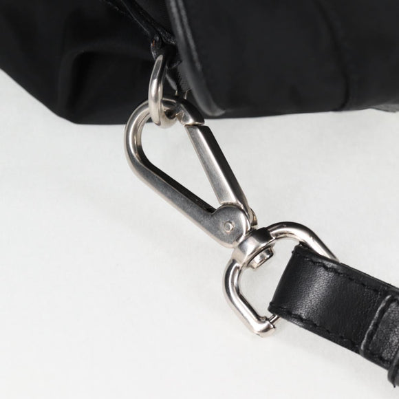 PRADA Shoulder Bag Nylon Black Silver Auth 125317V
