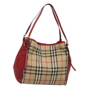 BURBERRY Nova Check Shoulder Bag Nylon Beige Gold Auth 125324-1