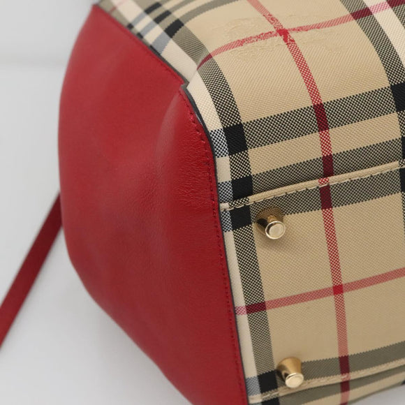 BURBERRY Nova Check Shoulder Bag Nylon Beige Gold Auth 125324