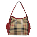 BURBERRY Nova Check Shoulder Bag Nylon Beige Gold Auth 125324-13