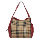 BURBERRY Nova Check Shoulder Bag Nylon Beige Gold Auth 125324-2